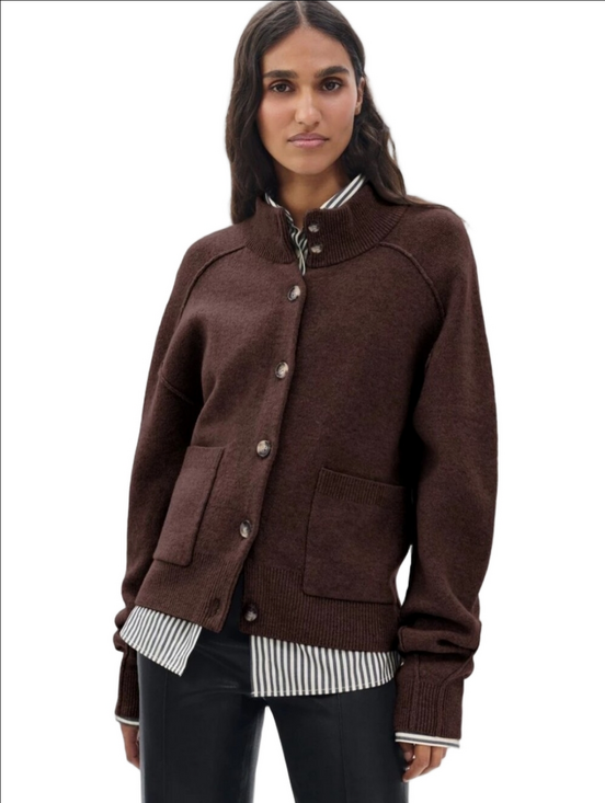 rag & bone Sweaters - 🆕🤎RAG & BONE "BRIDGET" RICH  BROWN ITALIAN WOOL BLEND MOCKNECK CARDIGAN